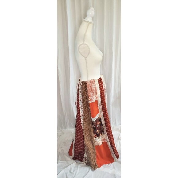 Carefree Fashions Patchwork Hippie Maxi Skirt Womens XL Floral Boho Fall Lined - Picture 9 of 16